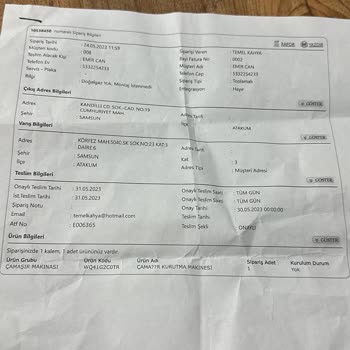 Siemens Ev Aletleri Yanlış Ürün Gönderme