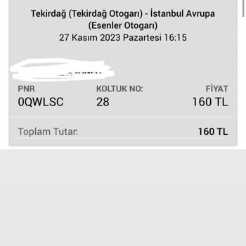 Şarköy Seyahat Otobüsün Seferinin İptal Edilmesi