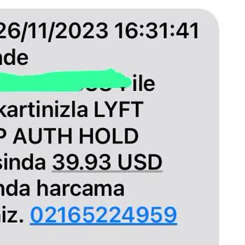 Lyft Kredi Kartımdan Bilgim, İznim Olmadan Dolar Çekilmiş...