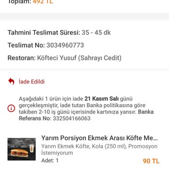 Trendyol Yemek Eksik Ürünler Ve