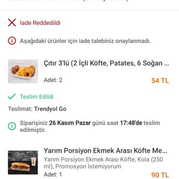 Trendyol Yemek Eksik Ürünler Ve