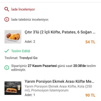 Trendyol Yemek Eksik Ürünler Ve