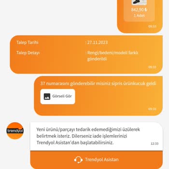 Trendyol Müşteri Memnuniyetsizliği. Ürünümü İade Değil Değişimini İstiyorum