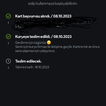 Papara Kartım Teslim Edilmedi