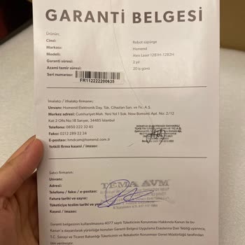 Homend Robot Süpürge Seri No Kaydedemiyorum