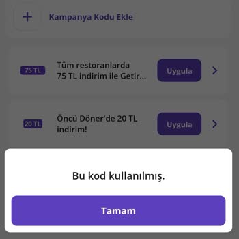 Turkcell Getir Uygulamasında Hediye Kodum Buhar Oldu