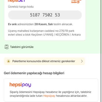 Hepsiburada Günlerdir Dağıtım Merkezinde Bekletilen İadem