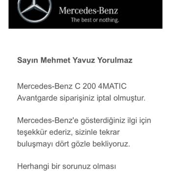 Mercedes-Benz Kapora Bedeli İade Edilmiyor.