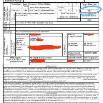 Zeplin Car Rental Yanlış Radar Trafik Cezası