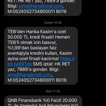 Hangikredi Şirketi Üzerinden SMS Ve Email Almak İstemiyorum.