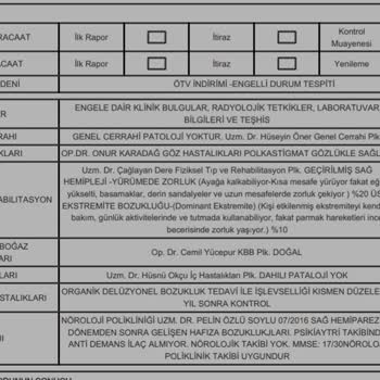 Kocaeli Darıca Farabi Eğitim Ve Araştırma Hastanesi Darıca Farabi Sağlık Kurulu Heyet Raporu İtiraz