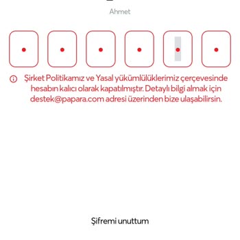 Papara Hesabıma Giriş Yapamıyorum