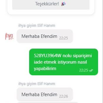 İhya Giyim Para İadesi Yapmıyor
