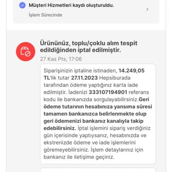 Hepsiburada Haksız Yere Yapılan Sipariş İptali