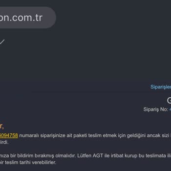 AGT Kurye (aynigunteslim.com) Kargom Teslim Edilmiyor, Evde Bulamadık Diye Yalan Söylüyorlar.