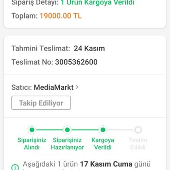 Media Markt Kargom 17 Gündür Teslim Edilemedi.