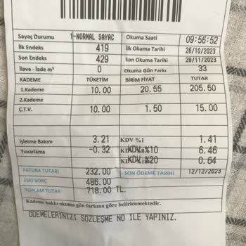 Kayseri Büyükşehir Belediyesi 4 Ayın Sonunda Kesilen Fatura🧾