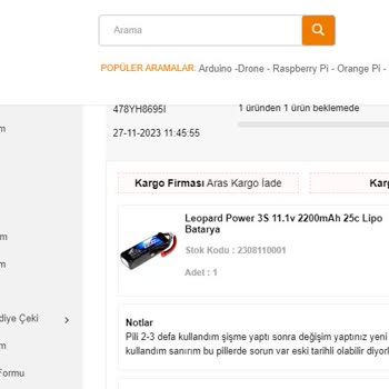 Robocombo.com İade Alınmayan Hatalı Lipo Pil