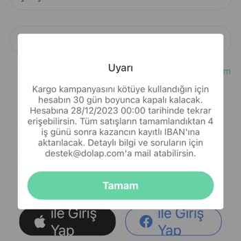 Dolap Üyeliğim Kapatıldı
