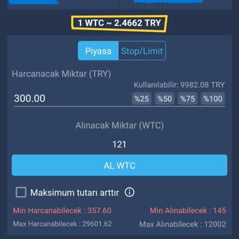 Bitexen Alım Emrinin Yanlış Çalışması