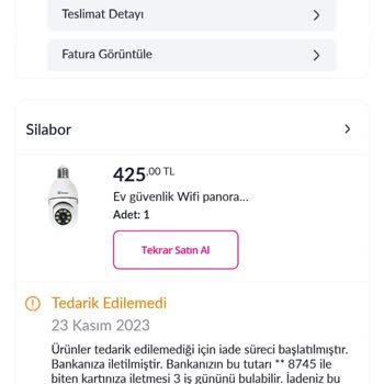 Pazarama İptal Edilen Ürün Ve Yapılamayan İade