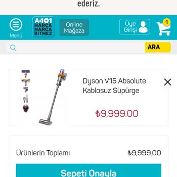 A101 Dyson V15 İyzico Amazon Param Çekildi