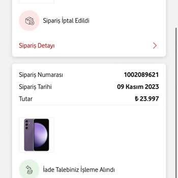 Vodafone Stok Nedeniyle İptal Edilen Ürünün Ön Ödemesini Alamıyorum