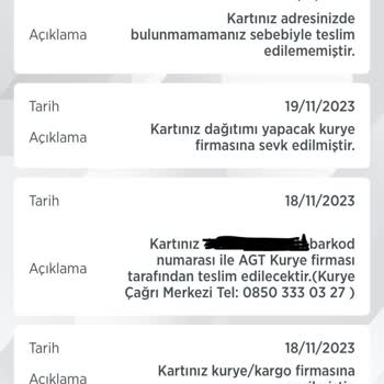 AGT Kurye Ziraat Bankkart Adreste Olmama Rağmen Elime Ulaşamıyor