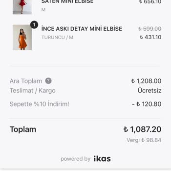 My Bella Butik Eksik Ürün Gönderimi