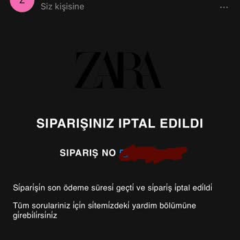 Zara Siparişim İptal Edildi