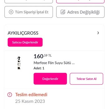 Pazarama Ürün Teslim Edilmeden İade Oluşturulması