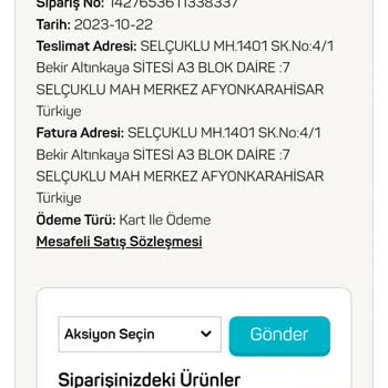 A101 Sipariş Teslim 1427653611338337