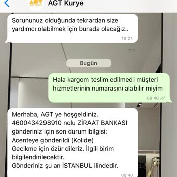 AGT Kurye (aynigunteslim.com) AGT Kargom Günlerdir Teslim Edilmiyor