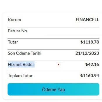 Financell (Turkcell Finansman) Financell Hizmet Bedeli Hakkında