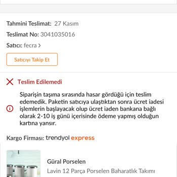 Trendyol Kargo Hasarı Diye Ürünümü İade Etti