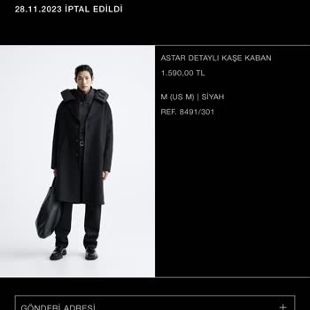 Zara Ücretini Ödediğim Ürünü İptal Etti