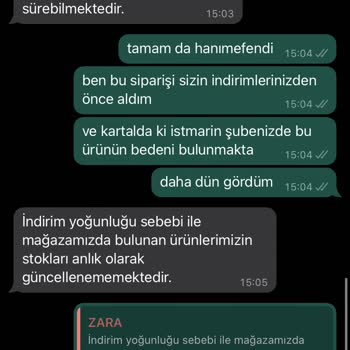 Zara Ücretini Ödediğim Ürünü İptal Etti
