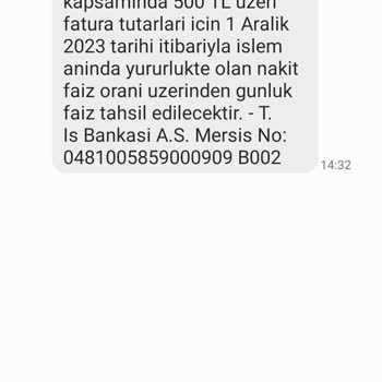 İş Bankası Kredi Kartına Tanımlı Faturalardan Faiz Alacak