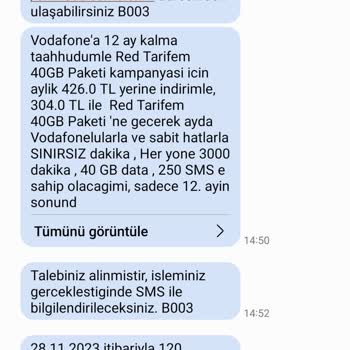 Vodafone Bilgim Dışında Tarifem Değiştirildi