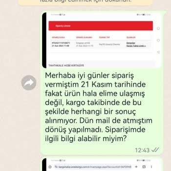 Tahtakalehobi Ürün Siparişimin Tarafıma Ulaşmaması