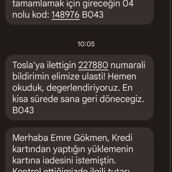 Tosla Kredi Kartıma Para İadesi