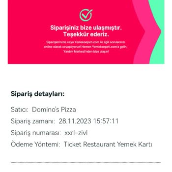 Domino's Pizza Ticket Ödeme Şekli