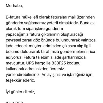 Wunder İade Kabul Etmiyor