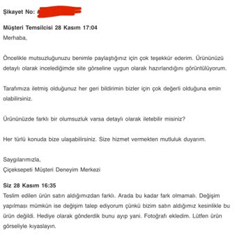 ÇiçekSepeti Görsel İle Teslim Edilen Ürün Arasındaki Fark