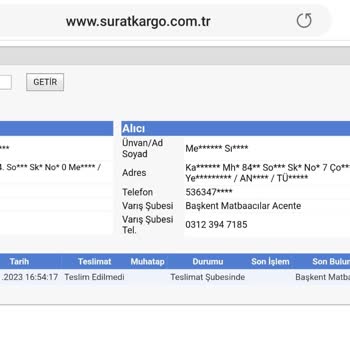 Sürat Kargo Mağdur Eden Ve Üstüne Dönüş Sallamayan Bir Firma