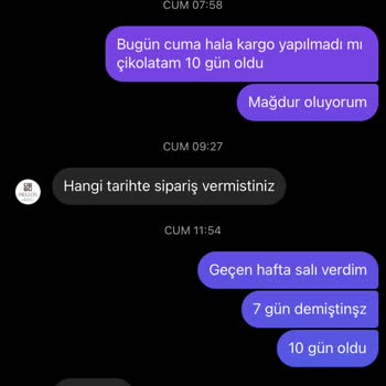 Mellon Çikolata Peşin Ödeme Alınan Ürünüm Kargolanmadı
