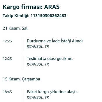 Amazon Teslim Edilmeyen Kargo