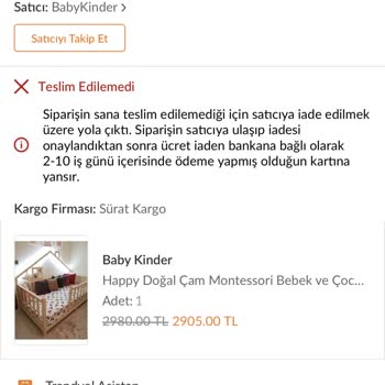 Sürat Kargo Zilim Dahi Çalınmadan İptal Edilen Ürünüm Mağduriyetim Giderilecek