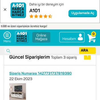 A101 36 Gündür Hazırlanan Sipariş