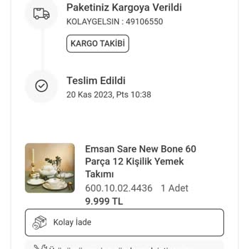Emsan Yemek Takımı Eksik